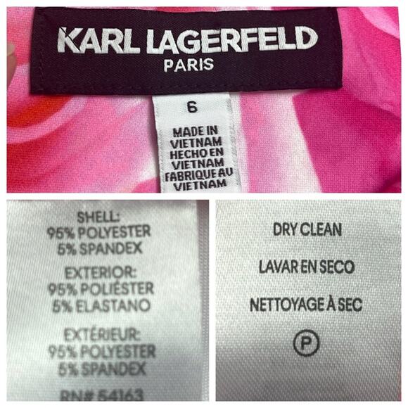 Karl Lagerfeld New Dress Sheath Short Sleeve Scuba Pink Floral Women’s Size 6 - Picture 12 of 14